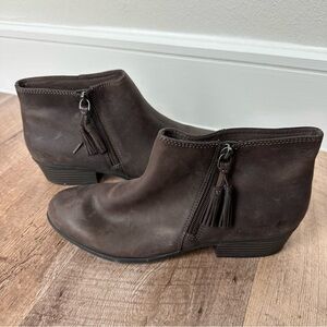 Clarks Brown Ankle Boots with Tassel Detail
